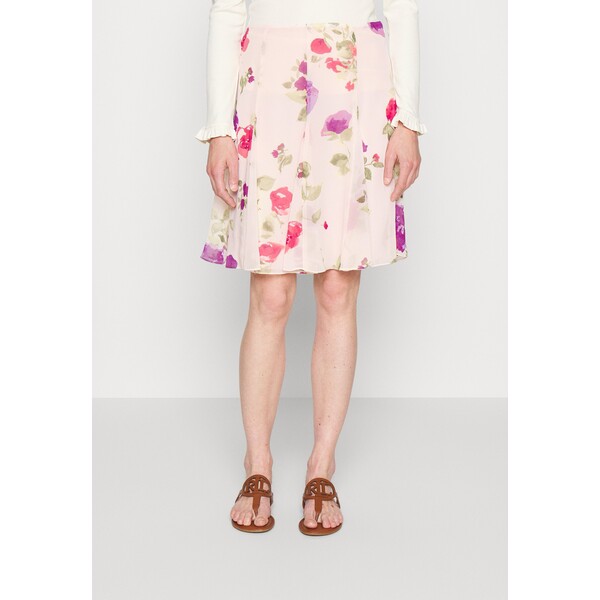 Lauren Ralph Lauren FLORAL CHIFFON SKIRT Spódnica trapezowa pink/sage/multi L4221B055-J11